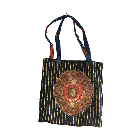3 Lids Patch Tote Bag with African Print