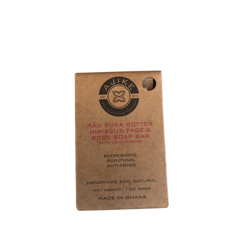 Raw Shea Butter Hibiscus Face & Body Soap Bar