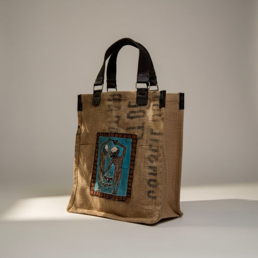 JUTE X LEATHER ART TOTEBAG {SELF-LOVE | Wiase no nni adɔ}